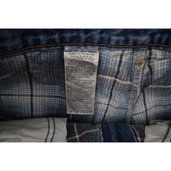 Vtg Y2K Carhartt Mens 32x32 Distressed Heavy Flannel Lined Straight Leg Jeans - Picture 9 of 16